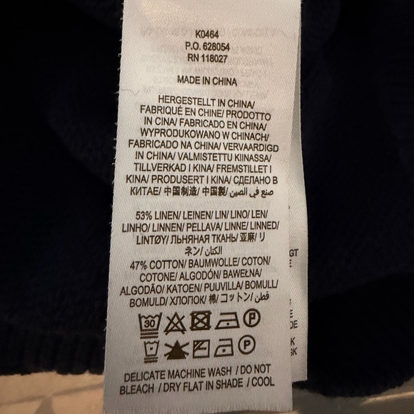 Boden Navy Blue V Neck Sweater Pink Trim Yellow Cuffs Women US 4 - Picture 7 of 7